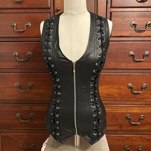 Black Lace-Up Vest